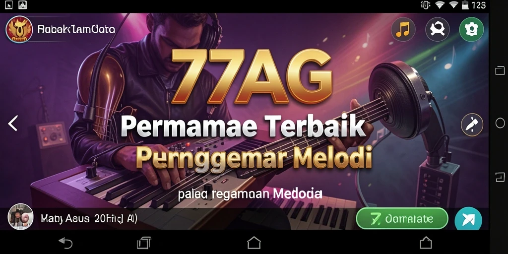 Screenshot utama 77AG menampilkan gameplay penuh warna dan interaktif.