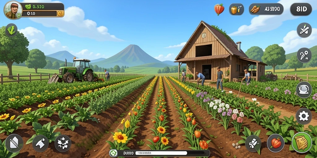 Tampilan gameplay menarik di dunia pertanian 8ID.