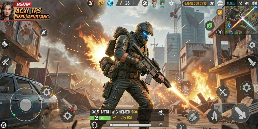 Tangkapan layar menampilkan aksi mendebarkan dalam game TPS.