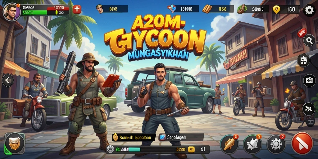 Tampilan utama gameplay A200M menampilkan dunia bisnis yang dinamis.