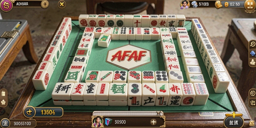 Screenshot utama AFAF menunjukkan gameplay Mahjong yang menarik.