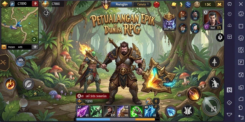 Tangkapan layar C7890 menampilkan pertarungan seru dalam dunia RPG.