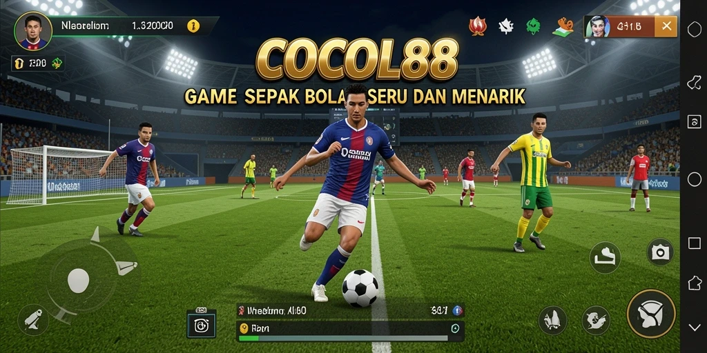 Tampilan gameplay COCOL88 dengan aksi sepak bola yang mendebarkan.
