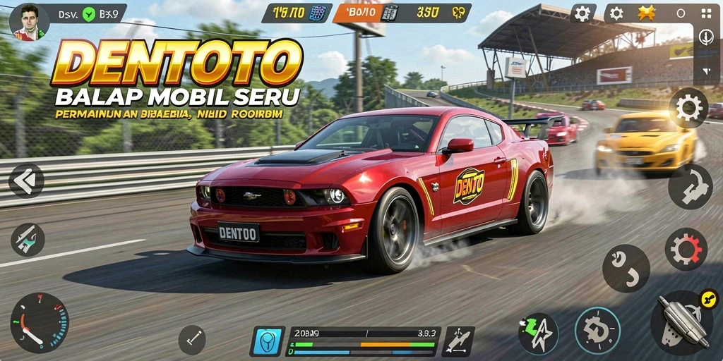 Gameplay seru DENTOTO dengan mobil balap cepat.
