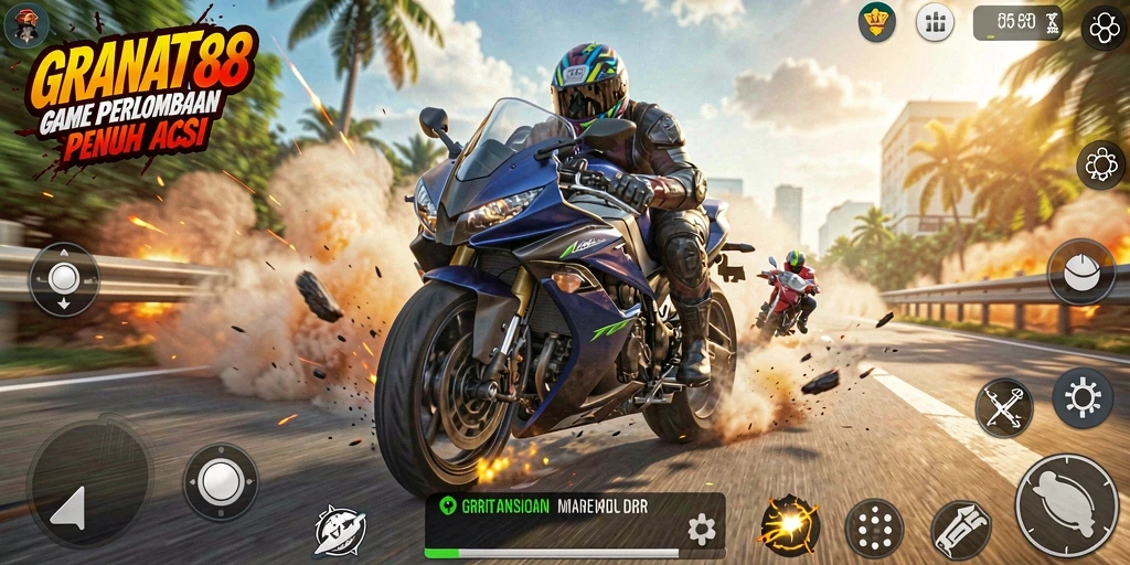 Tampilan gameplay seru dari balapan motor di GRANAT88.