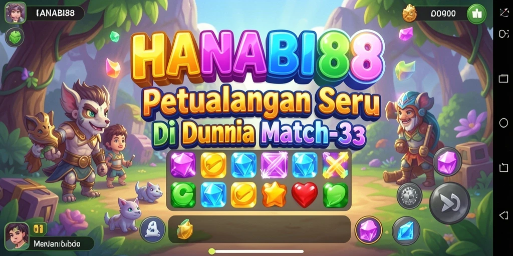 Screenshot gameplay seru dari HANABI88 dengan tantangan match-3.