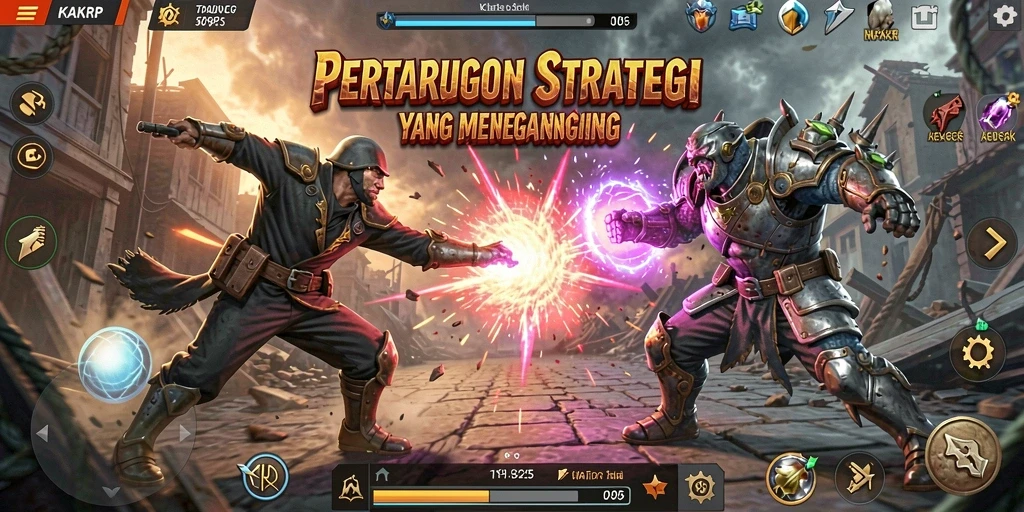 Tampilan gameplay strategis KAKRP yang mendebarkan dan menantang.