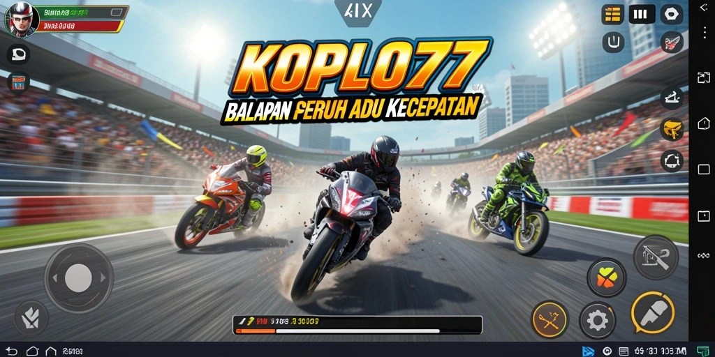 Skrinsut gameplay KOPLO77 yang menampilkan aksi balapan menegangkan.