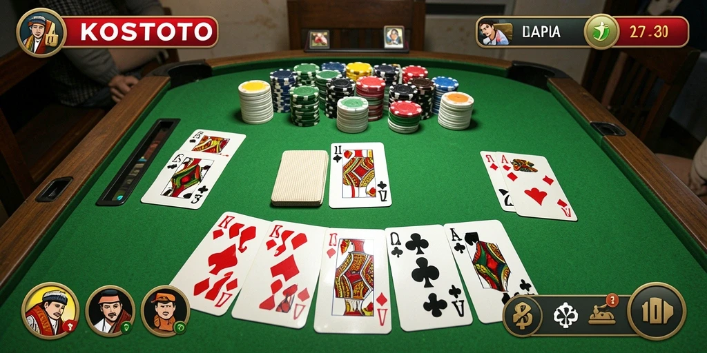 Tampilan seru gameplay Gaple di KOSTOTO.