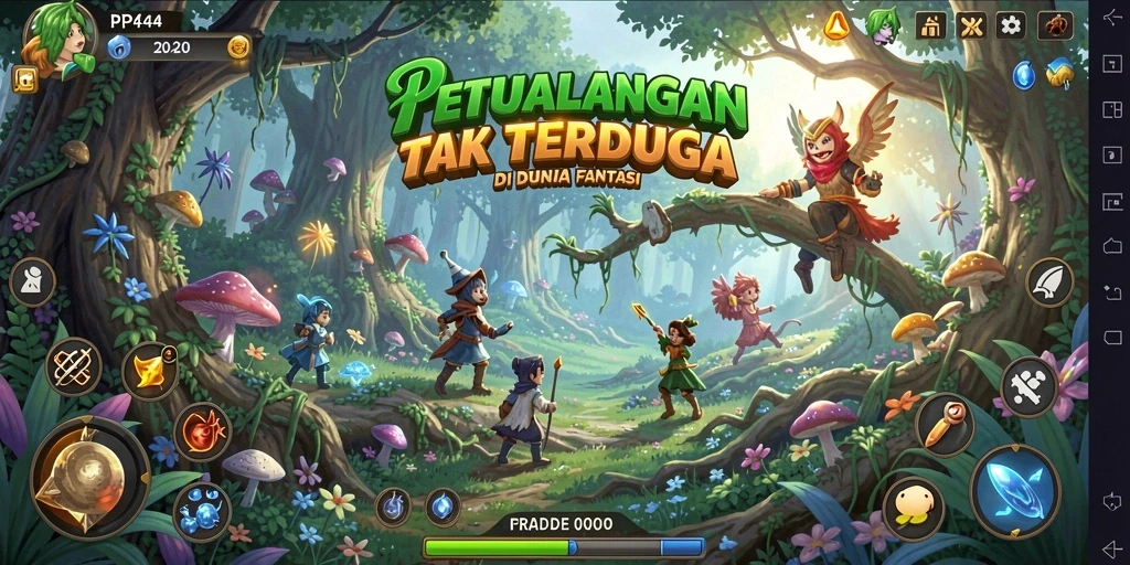 Tangkapan layar gameplay PP444 menampilkan petualangan seru dan interaksi karakter.