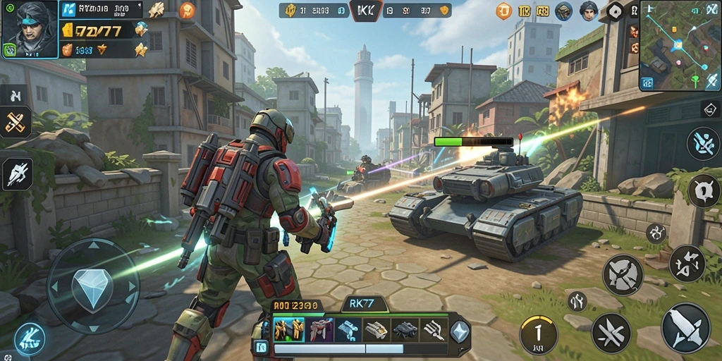 Tampilan gameplay RK77 yang mendebarkan dan strategis.