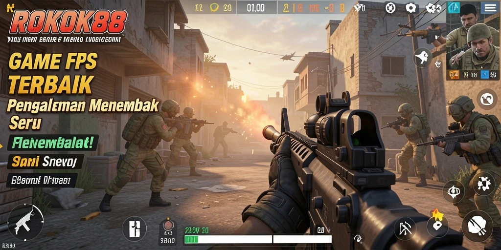Tampilan gameplay ROKOK88 yang mendebarkan dalam mode FPS.