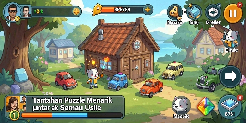 Tampilan menarik dari gameplay RP6789 yang penuh tantangan Puzzle.