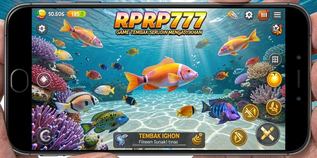 Tampilan gameplay menarik saat menembak ikan di RPRP777.