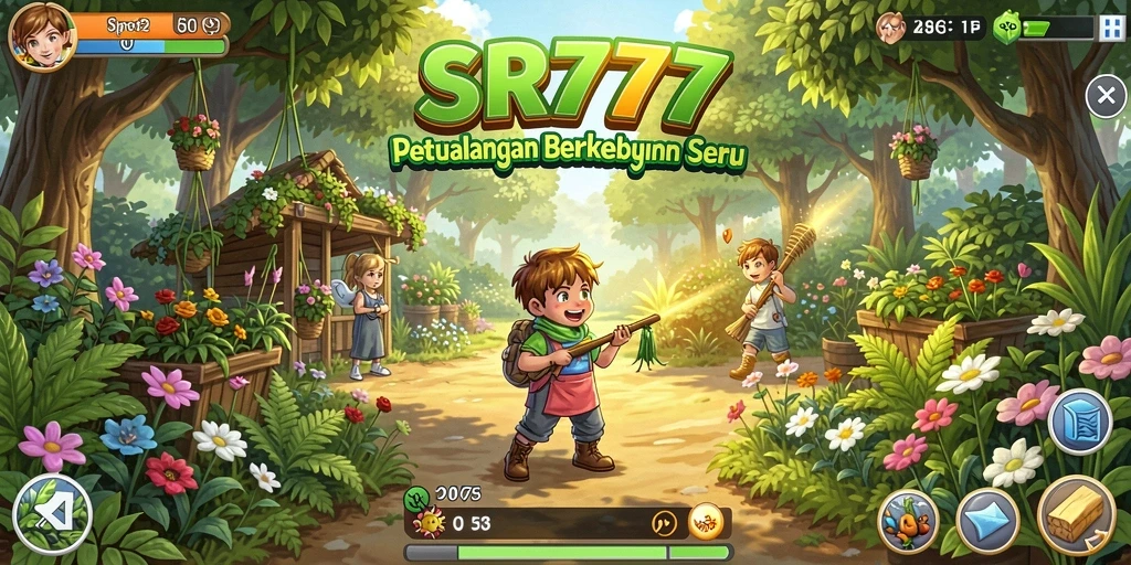 Screenshot gameplay SR777 yang menunjukkan suasana ladang pertanian.