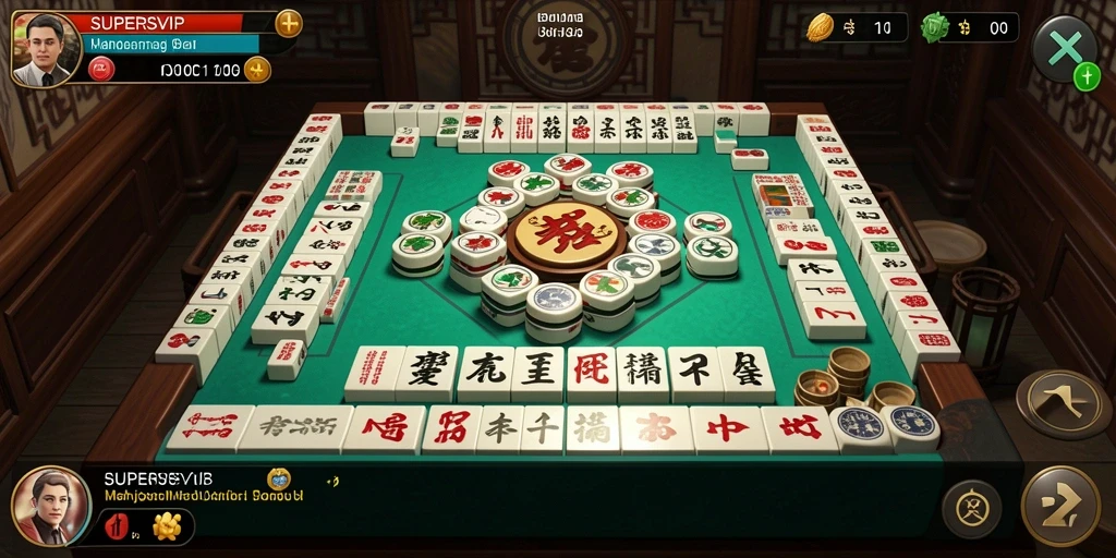Screenshot gameplay SUPERSVIP dengan nuansa Mahjong yang klasik.