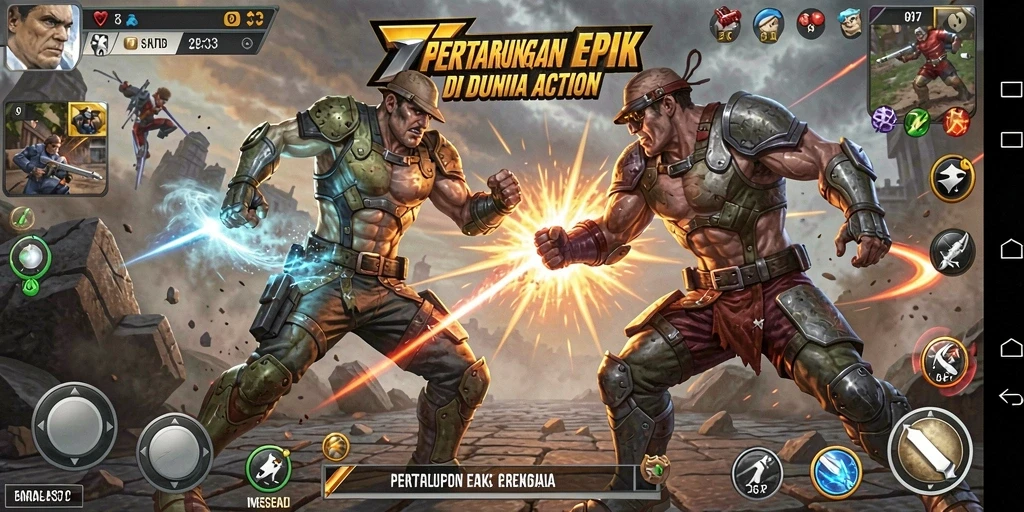 Tangkapan layar V87 menampilkan aksi seru dan interaksi pemain.