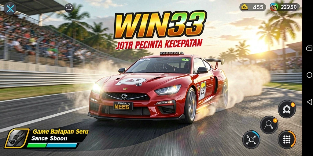 Tampilan gameplay seru di trek balapan WIN33.
