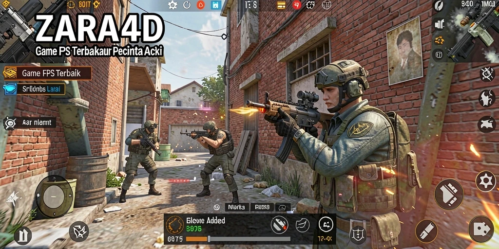 Screenshot gameplay ZARA4D yang menampilkan aksi seru dalam pertempuran FPS.