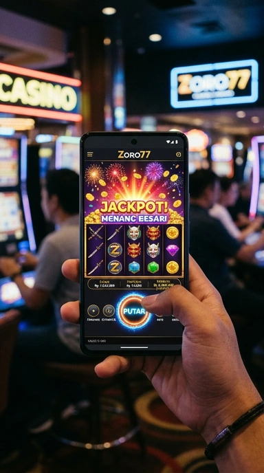Tampilan utama aplikasi zoro77 dengan menu akses cepat.
